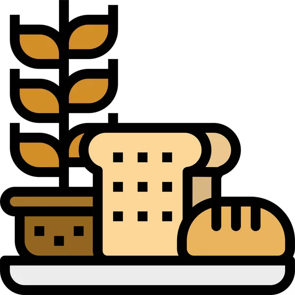 Κριθάρι Τροφίμων Φύλλα Εικονίδιο Στυλ Γεμάτο Περίγραμμα — Διανυσματικό Αρχείο