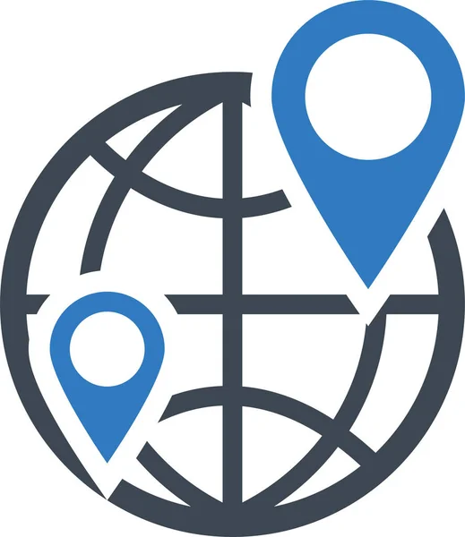 Global Gps Location Icon Solid Style — Stock Vector