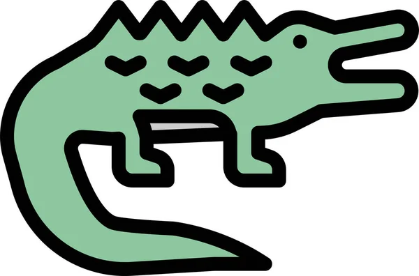 Ζώα Σύμβολο Βασίλειο Κροκόδειλος Στυλ Γεμάτο Περίγραμμα — Διανυσματικό Αρχείο