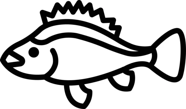 鱼类海产海产图标 轮廓式 — 图库矢量图片