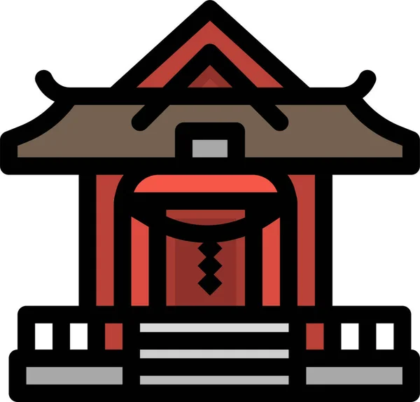日式建筑日本图标的填充轮廓风格 — 图库矢量图片