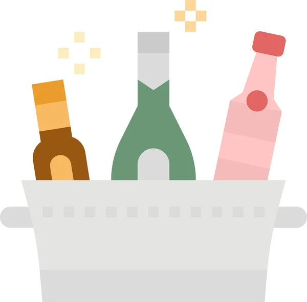 Ícone Celebração Balde Alcoólico Estilo Plano —  Vetores de Stock