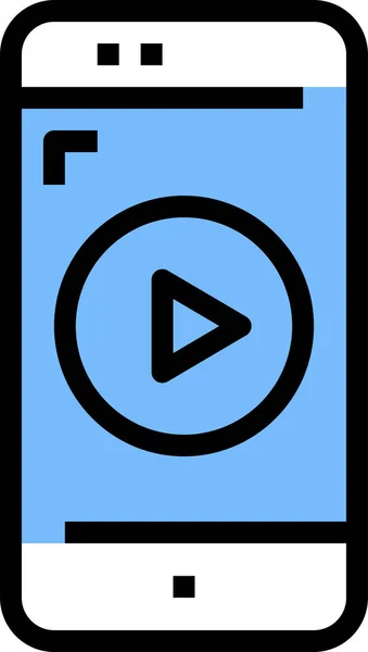 Musik Video App Ikon Kontur Stil — Stock vektor