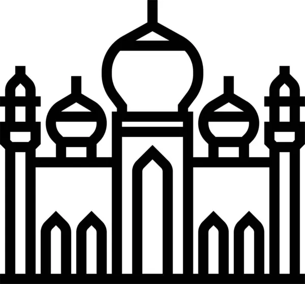 Asia Badshahi Moschee Stadt Ikone Umriss Stil — Stockvektor
