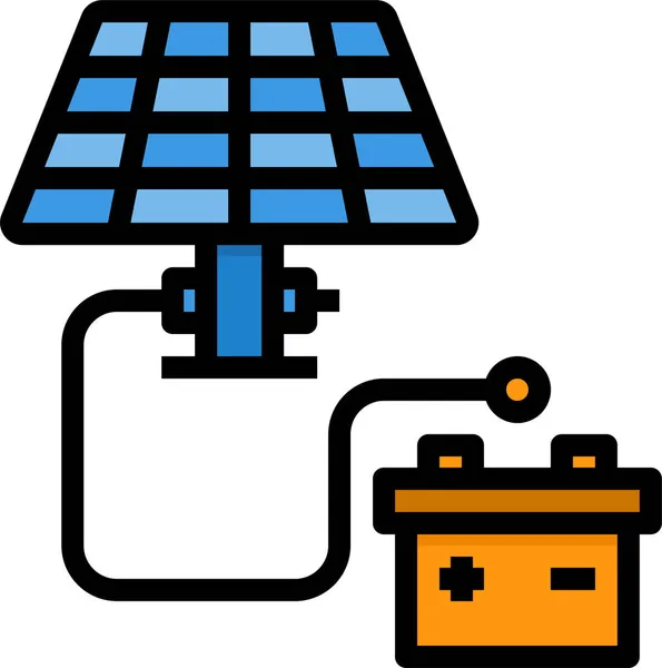 Icono Ecología Ecológica Batería Estilo Contorno Lleno — Vector de stock