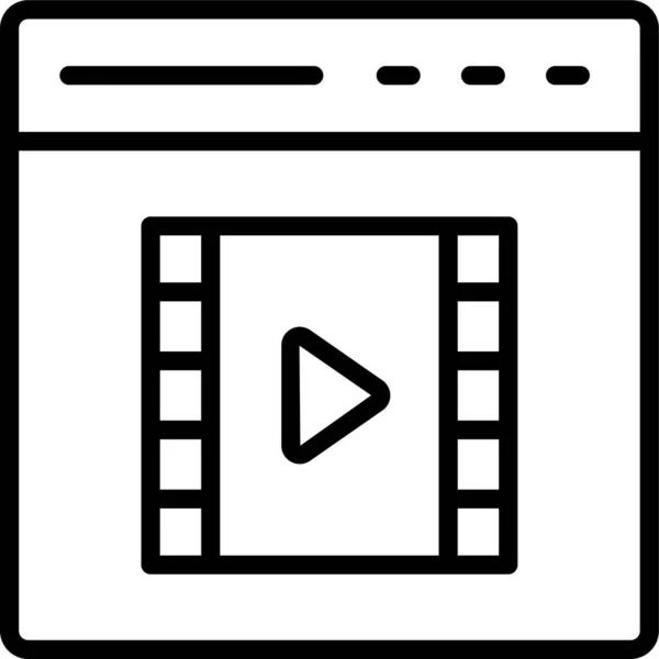 Ikona Streamování Přehrávače Videa Stylu Osnovy — Stockový vektor