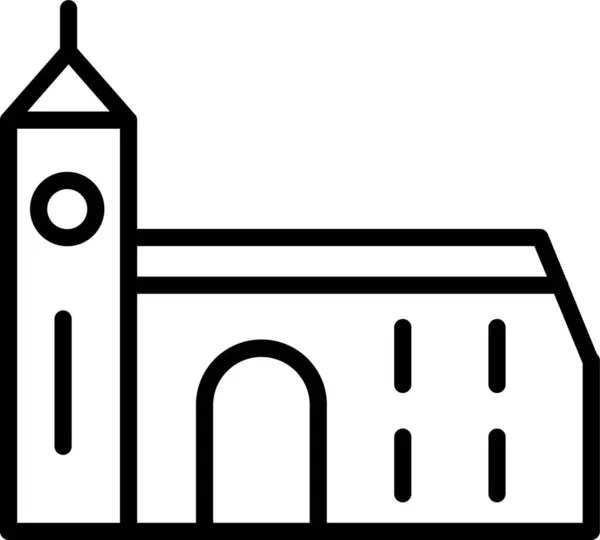 Kostel Náboženské Budovy Ikona Obrysu Stylu — Stockový vektor