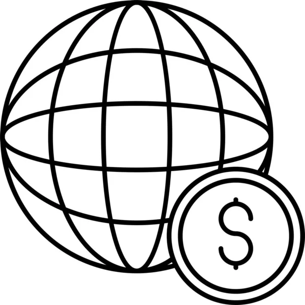 Значок Світової Монети Контурному Стилі — стоковий вектор
