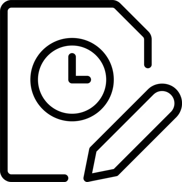 Icono Edición Documento Reloj Estilo Esquema — Vector de stock