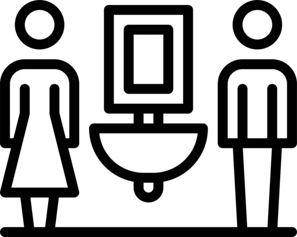 Männer Toilettenspülen Symbol Umriss Stil — Stockvektor