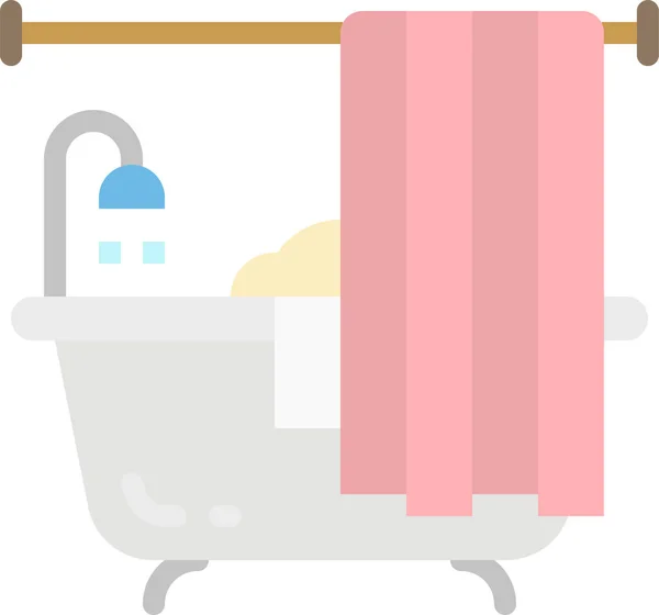 Fürdő Fürdőszoba Fürdőkád Ikon Lapos Stílusban — Stock Vector