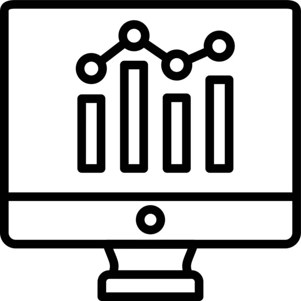 Icono Escritorio Tecnología Monitor Estilo Esquema — Vector de stock