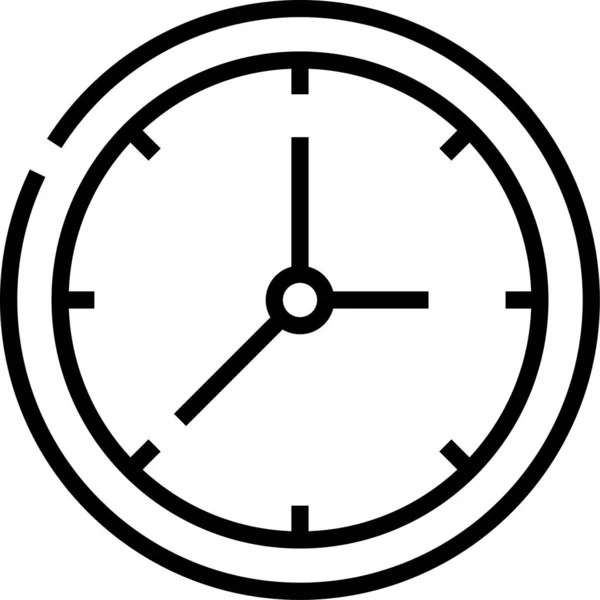 Ikona Zegar Ścienny Godzina Stylu Konturu — Wektor stockowy