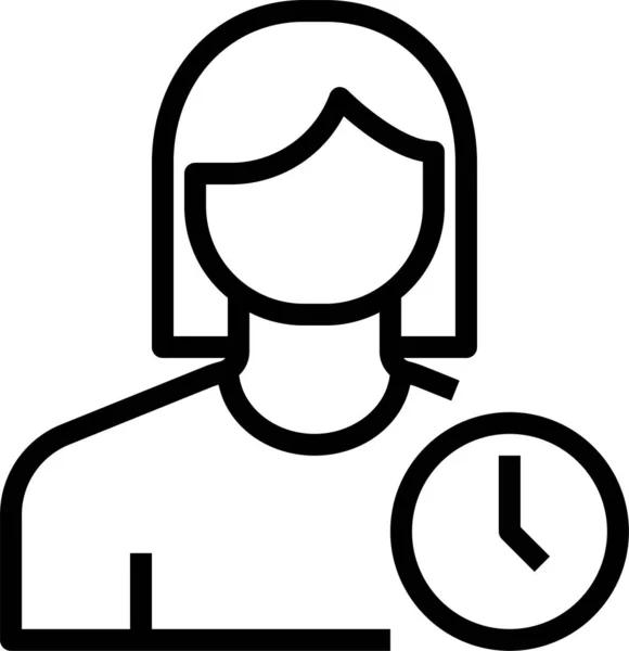 Avatar Reloj Icono Femenino Estilo Contorno — Archivo Imágenes Vectoriales