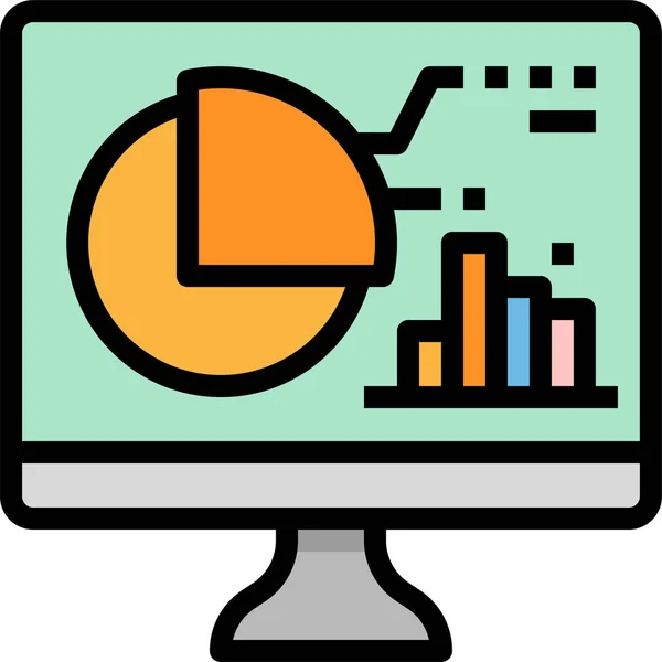 Analysis Chart Computer Icon Filled Outline Style — Stock Vector
