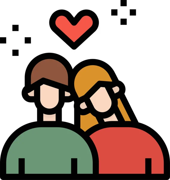 Couple Love Lover Icon Filled Outline Style — Wektor stockowy