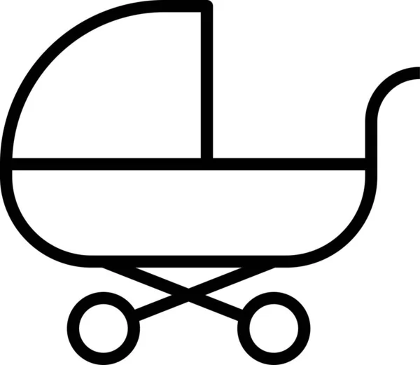 Icône Berceau Chariot Bébé Dans Style Contour — Image vectorielle