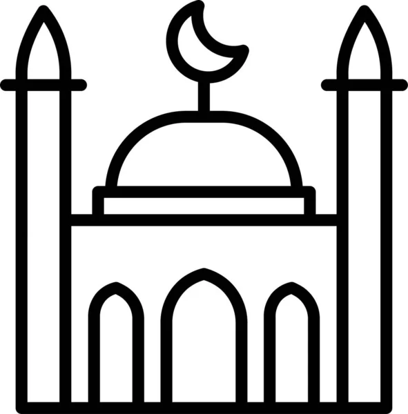 Iszlám Épület Emlékmű Ikon Körvonalazott Stílusban — Stock Vector
