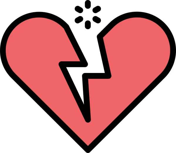 Corazón Roto Icono Corazón Roto Estilo Contorno Lleno — Archivo Imágenes Vectoriales