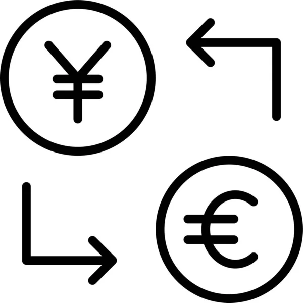 Cambio Euro Yen Icono Estilo Del Esquema — Vector de stock