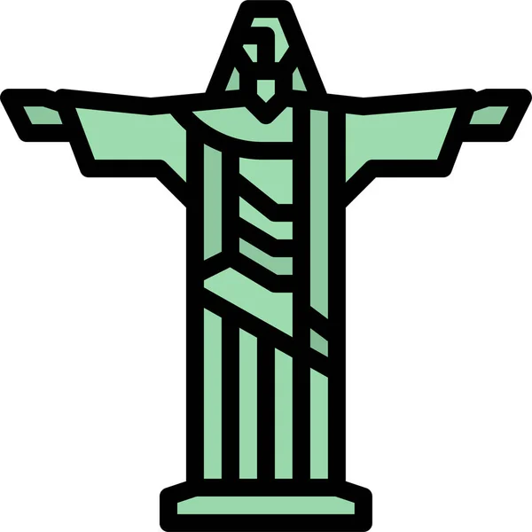 Redeemer Icon Brazil Christ Filled Outline Style — стоковый вектор