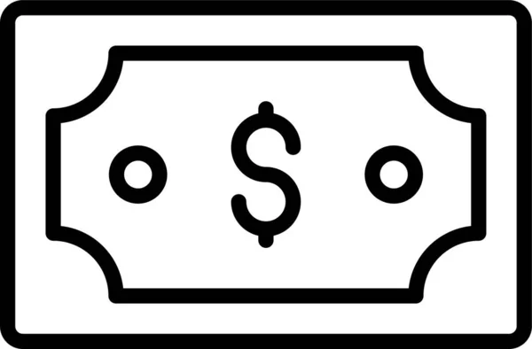Dollar Währung Bargeld Symbol Umriss Stil — Stockvektor