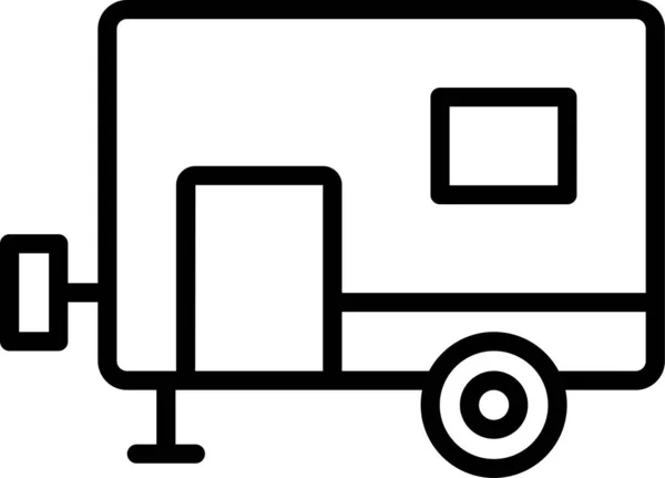 Caravan Camper Vehicle Icon Outline Style — Stock Vector
