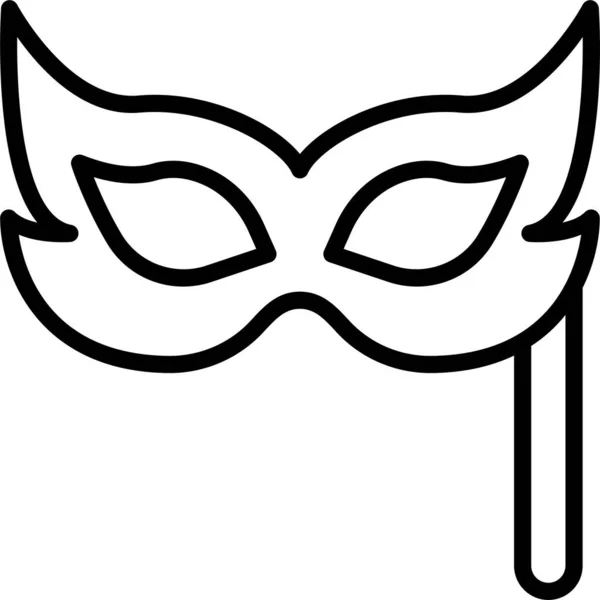 Carnaval Oogmasker Pictogram Omtrek Stijl — Stockvector