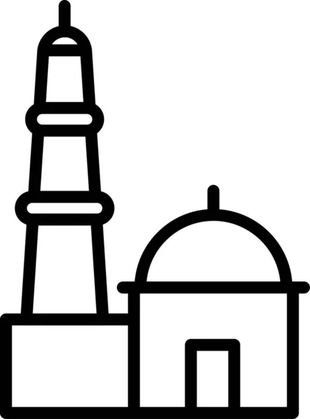 Mesquita Ícone Adoração Islâmica Estilo Esboço — Vetor de Stock