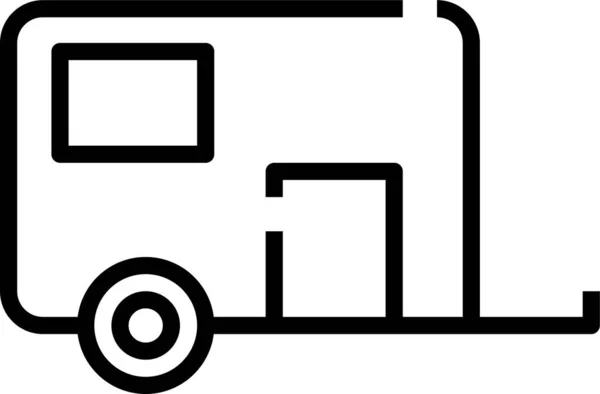 Caravan Camping Transport Icon Outline Style - Stok Vektor