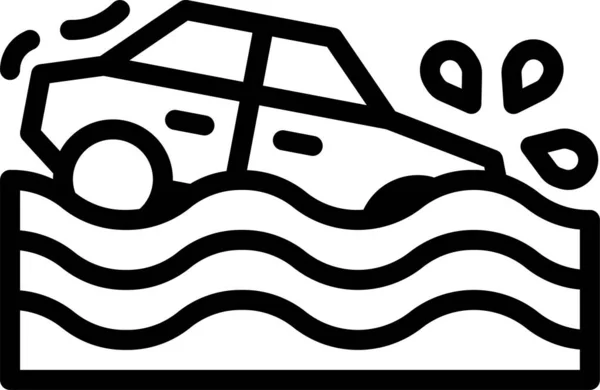 Accident Car Flood Icon Outline Style — Stock Vector