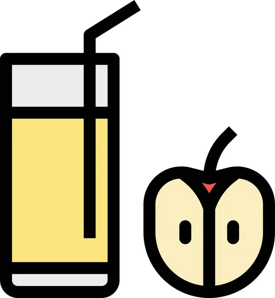 苹果饮料水果图标充填 轮廓风格 — 图库矢量图片