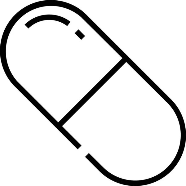 Drogas Píldora Icono Medicina Estilo Esquema — Vector de stock