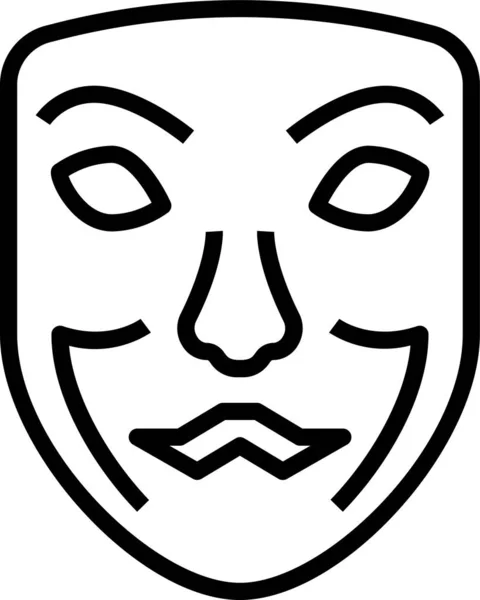 Carnaval Máscara Hacker Icono Estilo Esquema — Vector de stock