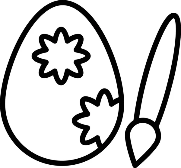 Paskalya Yumurtası Kutlama Simgesi Ana Hatlarıyla — Stok Vektör