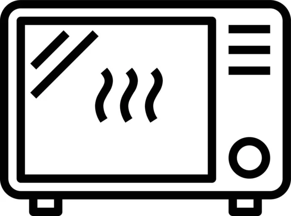Mikrodalga Fırın Pişirme Simgesi Ana Hatlarıyla — Stok Vektör