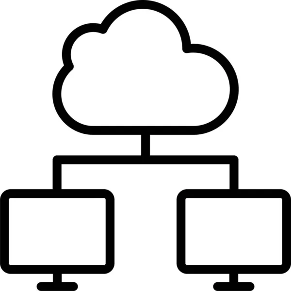 Icono Del Monitor Computación Nube Estilo Esquema — Vector de stock