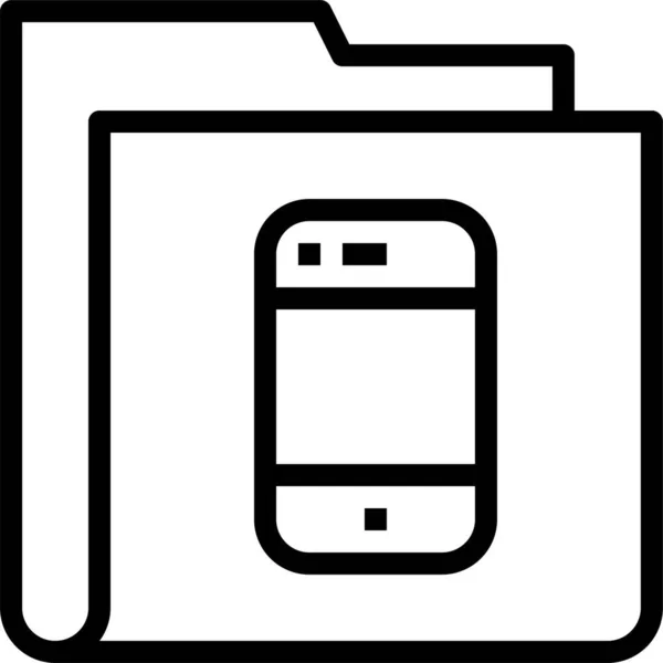 Složka Mobilní Smartphone Ikona Stylu Osnovy — Stockový vektor