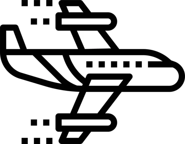 Repülőgép Repülőgép Repülőtér Ikon Körvonalazott Stílusban — Stock Vector