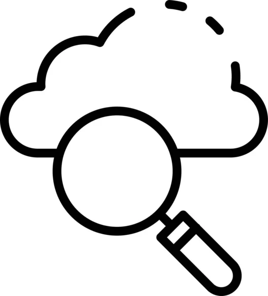 Εικονίδιο Μεγεθυντικού Φακό Αναζήτησης Cloud Στυλ Περιγράμματος — Διανυσματικό Αρχείο
