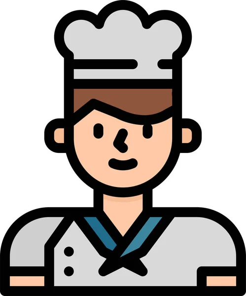 Avatar Chef Cuisinier Icône Dans Style Contour Rempli — Image vectorielle