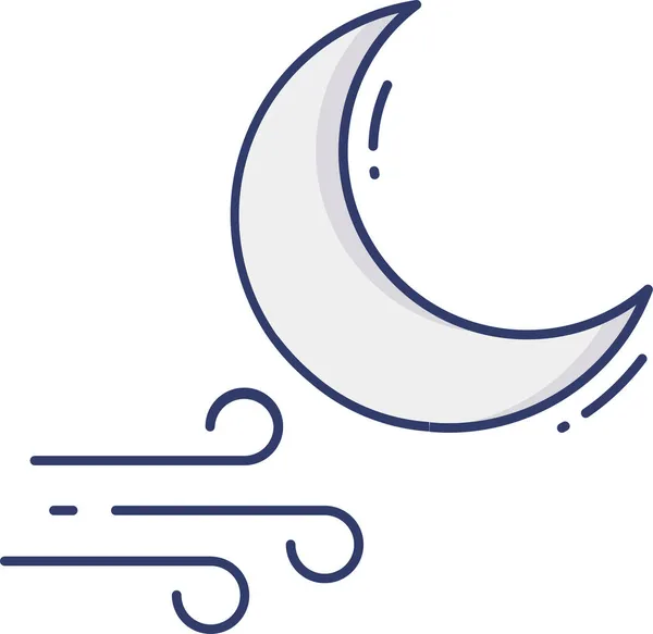 Nuit Lune Brise Icône — Image vectorielle