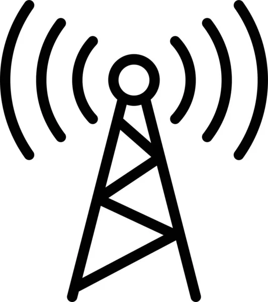 Antenne Comunicazioni Icona Mobile Stile Contorno — Vettoriale Stock