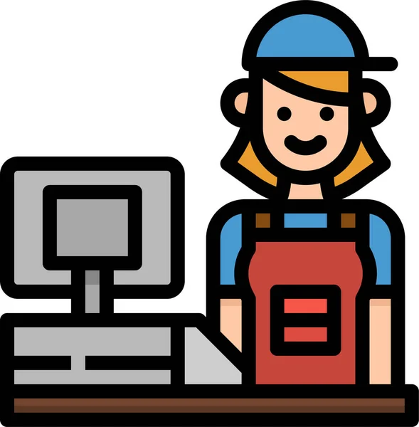 Cajero Comercio Trabajo Icono — Vector de stock