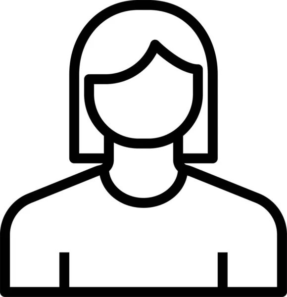 Avatar Icône Profil Féminin Dans Style Outline — Image vectorielle