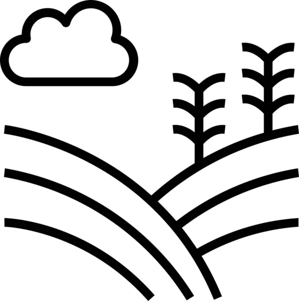 Naturaleza Nube Árbol Icono Estilo Esquema — Vector de stock