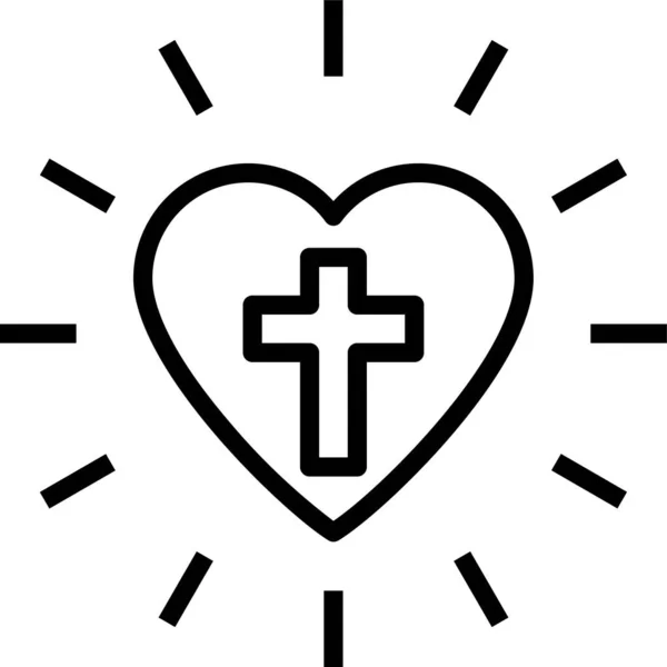 Kreuz Liebe Frieden Ikone Umriss Stil — Stockvektor
