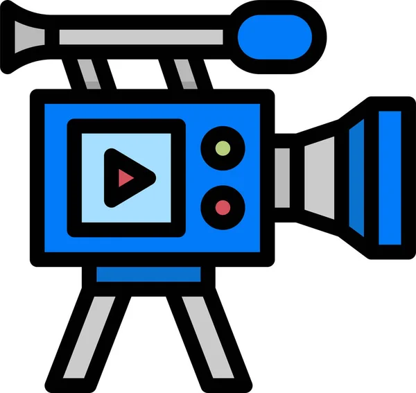 Εικονίδιο Ταινίας Βιντεοκάμερας Στυλ Πλήρους Περιγράμματος — Διανυσματικό Αρχείο
