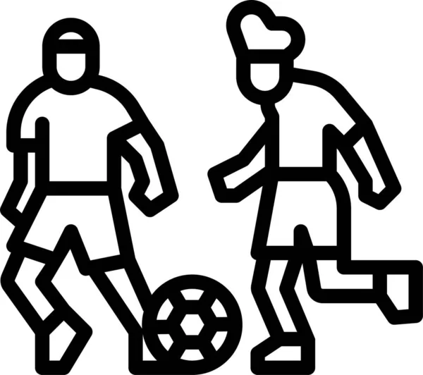 Balón Fútbol Jugador Icono Estilo Esquema — Vector de stock