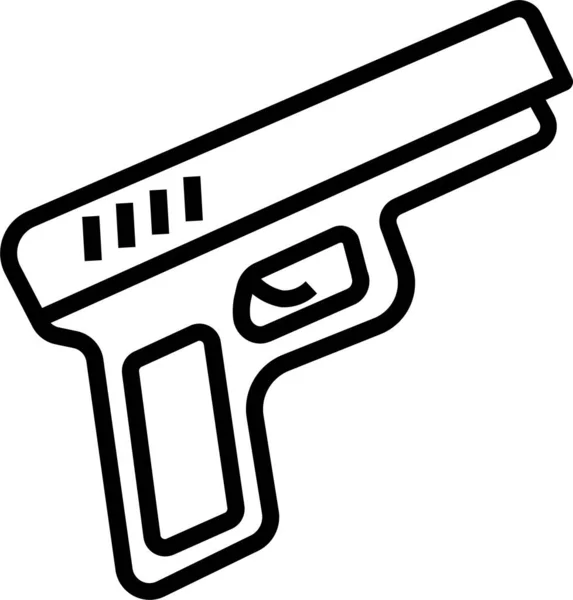 Pistolet Arme Icône Dans Style Contour — Image vectorielle